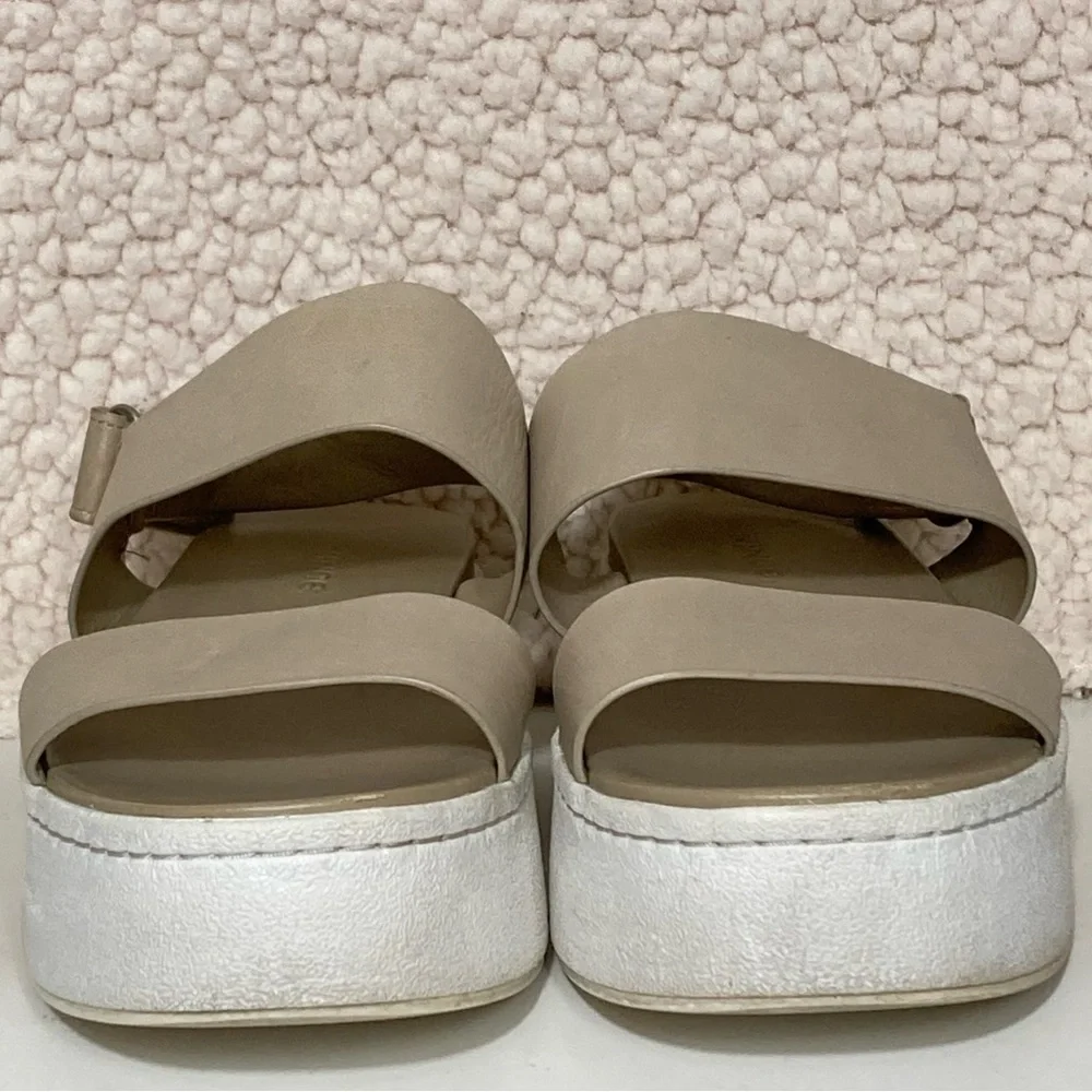 Vince Womens Westport Tan Leather Strap Platform Casual Sandals Shoes SZ 6.5